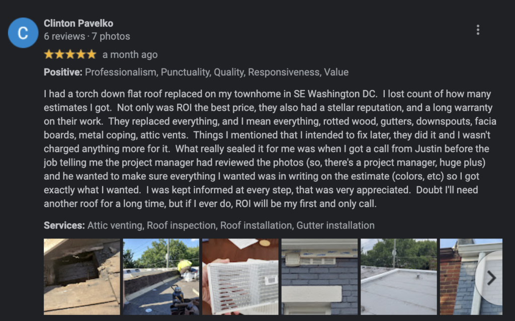 ROI Construction flat roof replacement review